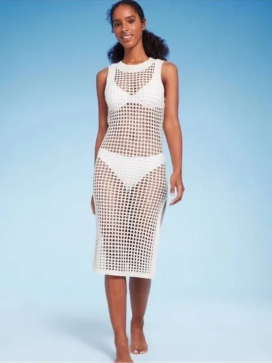 Shade & Shore Other - Shade & Shore Women's Crochet Cover Up Midi Dress  Off-White XL (16)